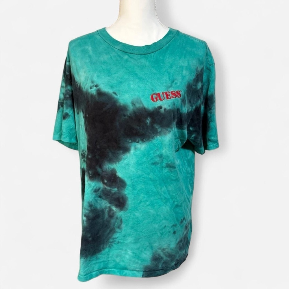 Y2K Vintage Guess Originals Teal Tie-Dye T-Shirt Size S Streetwear 90s